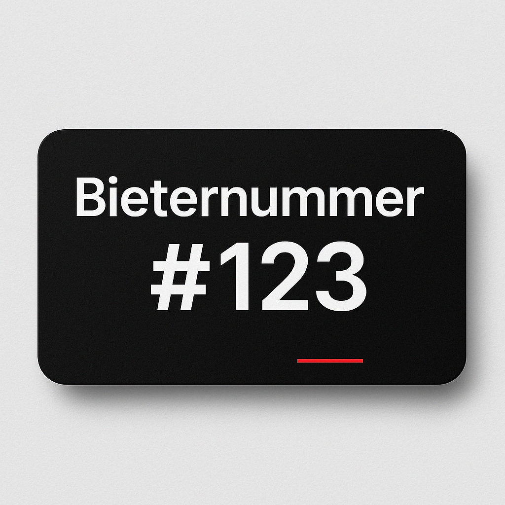 Bieternummer, einmalig kaufen